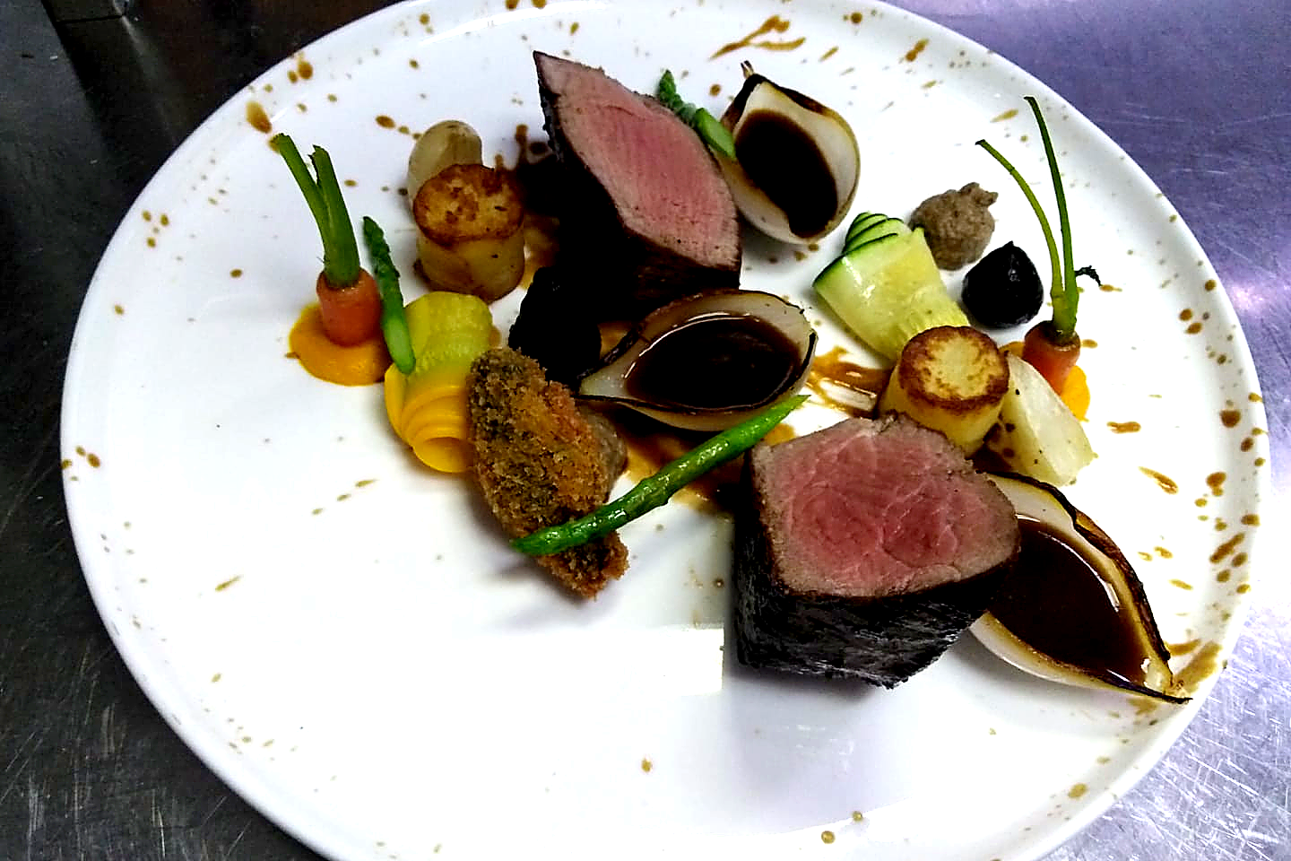 Fine dining meat plating