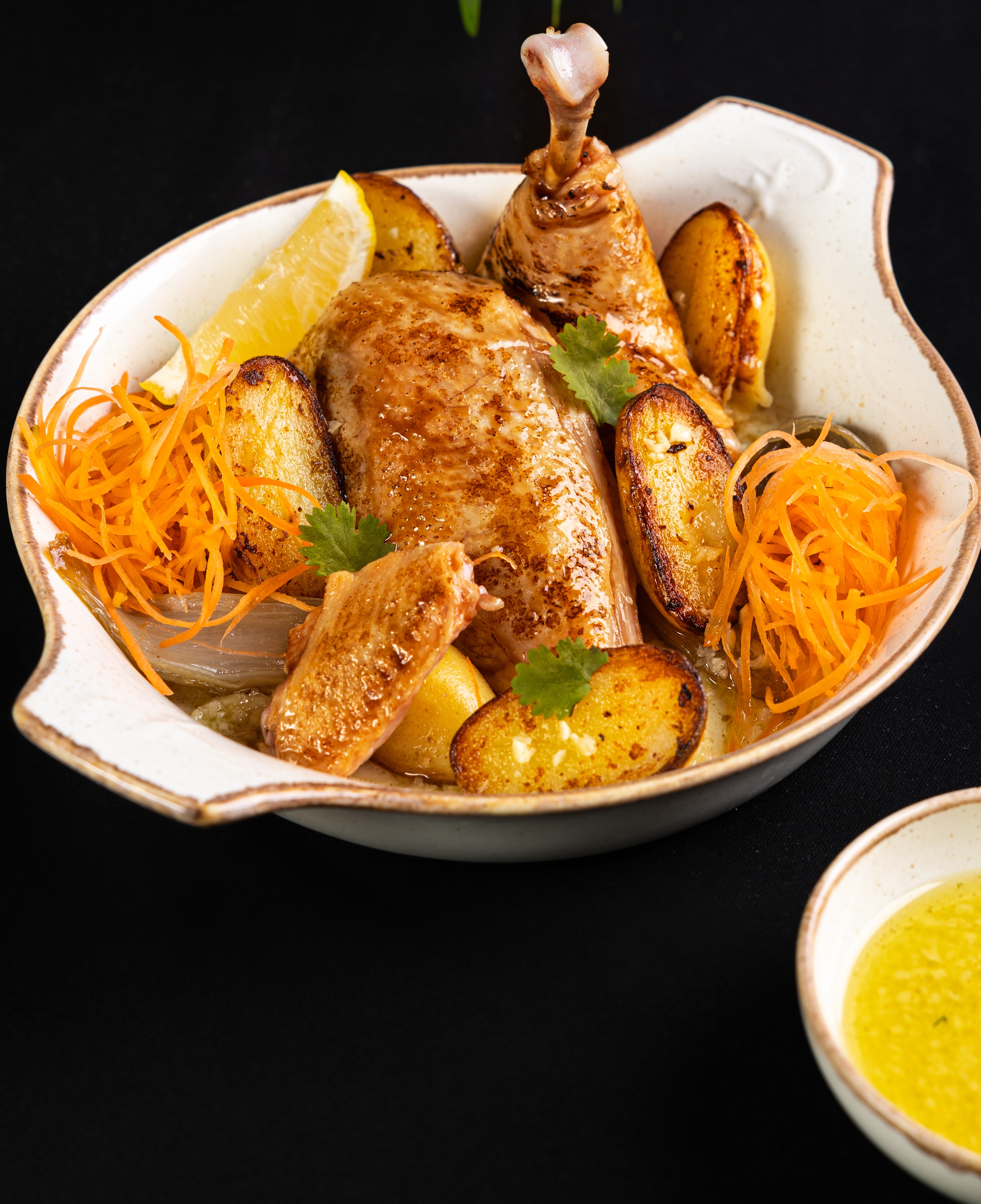 Roasted chicken gourmet dish