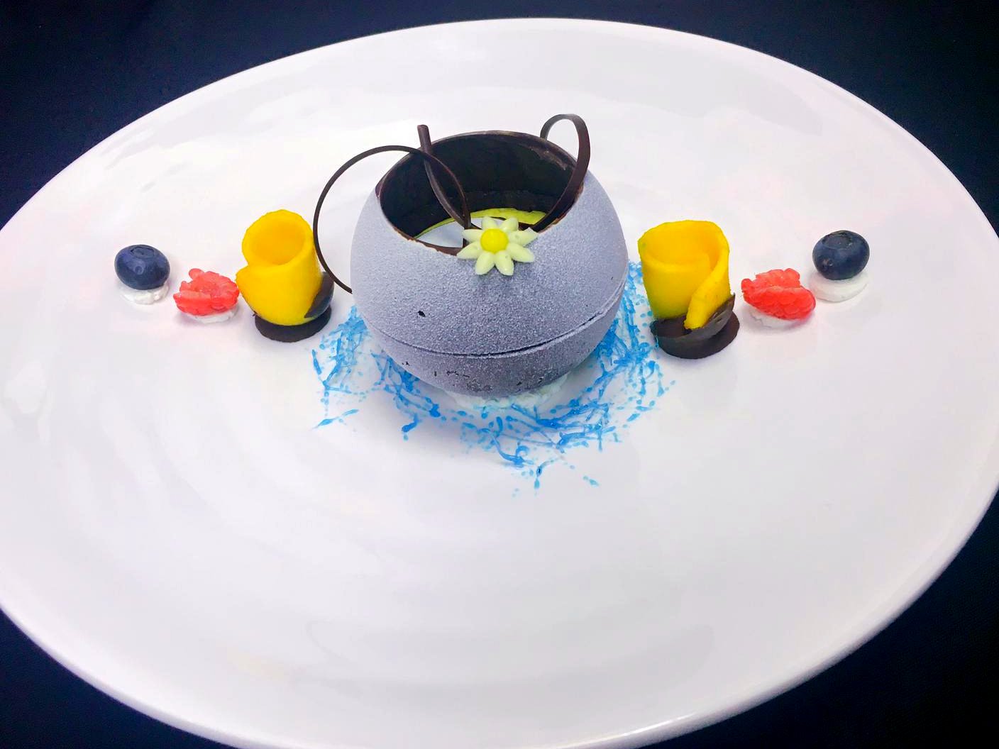 Modern sphere dessert