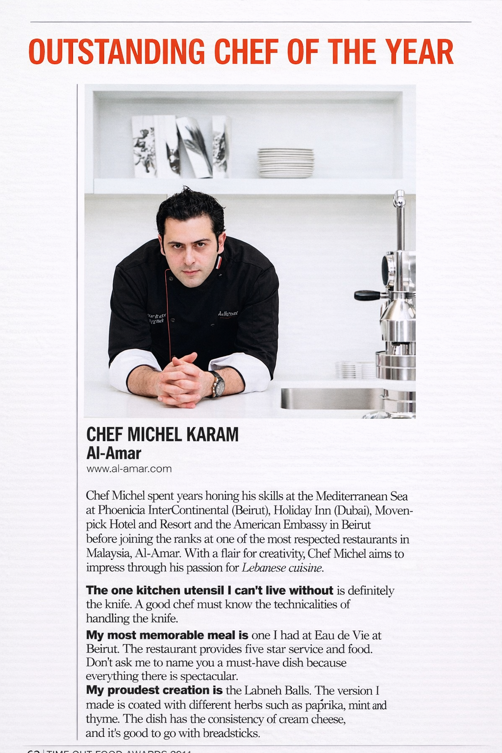 Outstanding Chef of the Year Time Out 2011