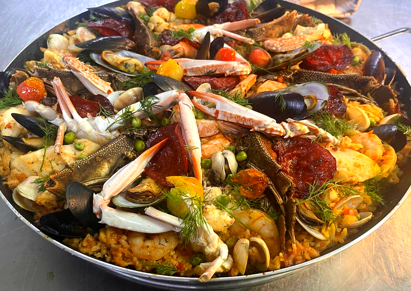 Seafood paella
