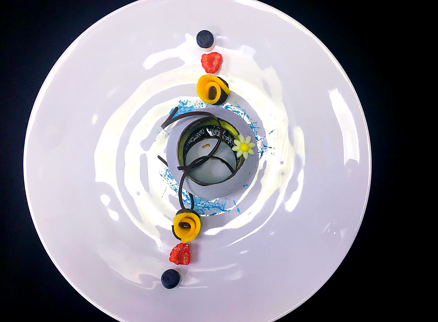 Artistic plated signature dessert